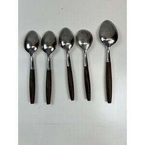 Supreme Cutlery 5 Piece Stainless Steel Flatware Spoons with faux wood -  Japan